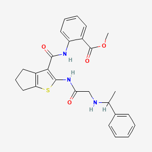 methyl 2-[[2-[[2-(1-phenylethylamino)acetyl]amino]-5,6-dihydro-4H-cyclopenta[b]thiophene-3-carbonyl]amino]benzoate