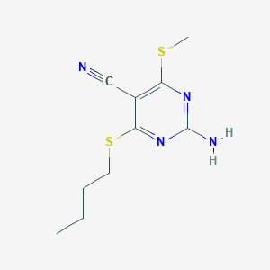 molecular formula C10H14N4S2 B400138 2-Amino-4-(butylsulfanyl)-6-(methylsulfanyl)-5-pyrimidinecarbonitrile 