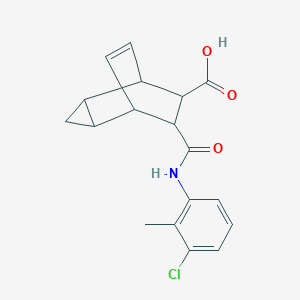 molecular formula C18H18ClNO3 B400144 7-[(3-Chloro-2-methylanilino)carbonyl]tricyclo[3.2.2.0~2,4~]non-8-ene-6-carboxylic acid 