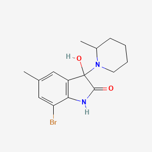 7-bromo-3-hydroxy-5-methyl-3-(2-methyl-1-piperidinyl)-1,3-dihydro-2H-indol-2-one