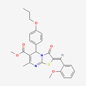 molecular formula C26H26N2O5S B4001457 methyl (2Z)-2-[(2-methoxyphenyl)methylidene]-7-methyl-3-oxo-5-(4-propoxyphenyl)-5H-[1,3]thiazolo[3,2-a]pyrimidine-6-carboxylate 