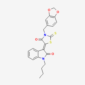 molecular formula C23H20N2O4S2 B4001538 (3Z)-3-[3-(1,3-benzodioxol-5-ylmethyl)-4-oxo-2-thioxo-1,3-thiazolidin-5-ylidene]-1-butyl-1,3-dihydro-2H-indol-2-one 