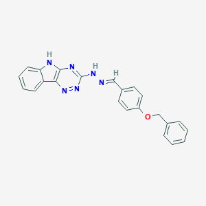 molecular formula C23H18N6O B400173 (1E)-1-{[4-(BENZYLOXY)PHENYL]METHYLIDENE}-2-{5H-[1,2,4]TRIAZINO[5,6-B]INDOL-3-YL}HYDRAZINE 