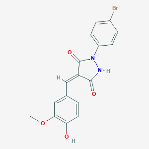 molecular formula C17H13BrN2O4 B400179 1-(4-Bromophenyl)-4-(4-hydroxy-3-methoxybenzylidene)-3,5-pyrazolidinedione 