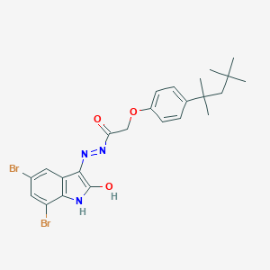 molecular formula C24H27Br2N3O3 B400180 N'-(5,7-dibromo-2-oxo-1,2-dihydro-3H-indol-3-ylidene)-2-[4-(1,1,3,3-tetramethylbutyl)phenoxy]acetohydrazide 