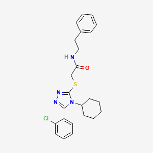 molecular formula C24H27ClN4OS B4001827 2-[[5-(2-chlorophenyl)-4-cyclohexyl-1,2,4-triazol-3-yl]sulfanyl]-N-(2-phenylethyl)acetamide 