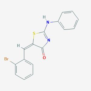 molecular formula C16H11BrN2OS B400184 (5E)-2-anilino-5-[(2-bromophenyl)methylidene]-1,3-thiazol-4-one 