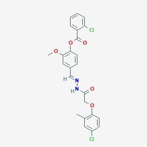molecular formula C24H20Cl2N2O5 B400189 4-{2-[(4-Chloro-2-methylphenoxy)acetyl]carbohydrazonoyl}-2-methoxyphenyl 2-chlorobenzoate 