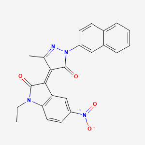 1-ethyl-3-[3-methyl-1-(2-naphthyl)-5-oxo-1,5-dihydro-4H-pyrazol-4-ylidene]-5-nitro-1,3-dihydro-2H-indol-2-one