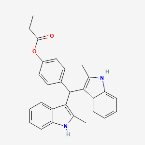 molecular formula C28H26N2O2 B4002393 4-[bis(2-methyl-1H-indol-3-yl)methyl]phenyl propanoate 