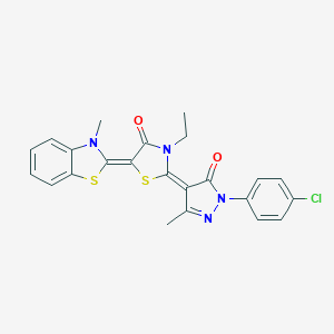 2-[1-(4-chlorophenyl)-3-methyl-5-oxo-1,5-dihydro-4H-pyrazol-4-ylidene]-3-ethyl-5-(3-methyl-1,3-benzothiazol-2(3H)-ylidene)-1,3-thiazolidin-4-one