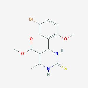 molecular formula C14H15BrN2O3S B4002481 Methyl 6-(5-bromo-2-methoxyphenyl)-4-methyl-2-sulfanyl-1,6-dihydropyrimidine-5-carboxylate 