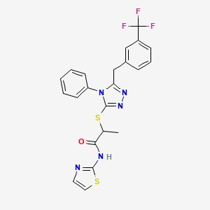 2-({4-phenyl-5-[3-(trifluoromethyl)benzyl]-4H-1,2,4-triazol-3-yl}sulfanyl)-N-(1,3-thiazol-2-yl)propanamide