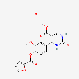 molecular formula C21H22N2O8 B4002553 2-Methoxyethyl 4-[4-(furan-2-carbonyloxy)-3-methoxyphenyl]-6-methyl-2-oxo-1,2,3,4-tetrahydropyrimidine-5-carboxylate 