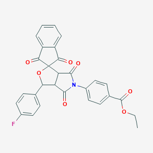 molecular formula C29H20FNO7 B400257 ethyl 4-[1-(4-fluorophenyl)-1',3',4,6-tetraoxospiro[3a,6a-dihydro-1H-furo[3,4-c]pyrrole-3,2'-indene]-5-yl]benzoate CAS No. 459438-39-2