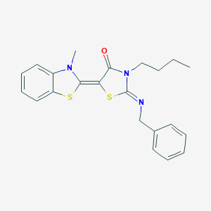 molecular formula C22H23N3OS2 B400258 2-(benzylimino)-3-butyl-5-(3-methyl-1,3-benzothiazol-2(3H)-ylidene)-1,3-thiazolidin-4-one 