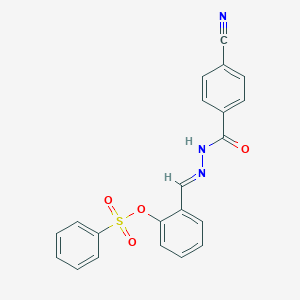 molecular formula C21H15N3O4S B400266 2-[2-(4-Cyanobenzoyl)carbohydrazonoyl]phenyl benzenesulfonate 