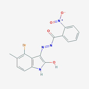molecular formula C16H11BrN4O4 B400267 N'-(4-bromo-5-methyl-2-oxo-1,2-dihydro-3H-indol-3-ylidene)-2-nitrobenzohydrazide 