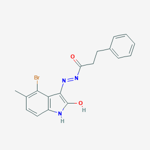 molecular formula C18H16BrN3O2 B400269 N'-(4-bromo-5-methyl-2-oxo-3-indolyl)-3-phenylpropanehydrazide 