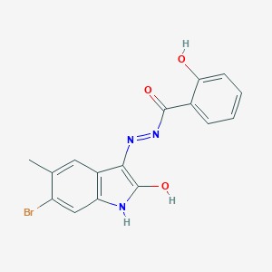 molecular formula C16H12BrN3O3 B400271 N'-(6-bromo-5-methyl-2-oxo-1,2-dihydro-3H-indol-3-ylidene)-2-hydroxybenzohydrazide 
