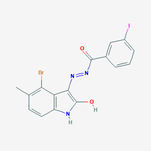 molecular formula C16H11BrIN3O2 B400272 N'-(4-bromo-5-methyl-2-oxo-1,2-dihydro-3H-indol-3-ylidene)-3-iodobenzohydrazide 