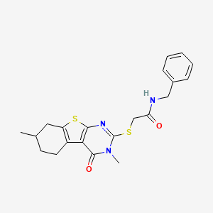 N-benzyl-2-[(3,7-dimethyl-4-oxo-5,6,7,8-tetrahydro-[1]benzothiolo[2,3-d]pyrimidin-2-yl)sulfanyl]acetamide