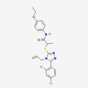 molecular formula C22H22Cl2N4O2S B4002739 2-{[5-(2,4-dichlorophenyl)-4-(prop-2-en-1-yl)-4H-1,2,4-triazol-3-yl]sulfanyl}-N-(4-ethoxyphenyl)propanamide 