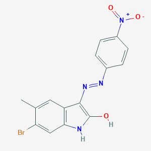 molecular formula C15H11BrN4O3 B400274 6-bromo-5-methyl-3-[(4-nitrophenyl)hydrazono]-1,3-dihydro-2H-indol-2-one 