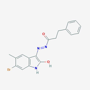 molecular formula C18H16BrN3O2 B400275 N'-(6-bromo-5-methyl-2-oxo-1,2-dihydro-3H-indol-3-ylidene)-3-phenylpropanohydrazide 