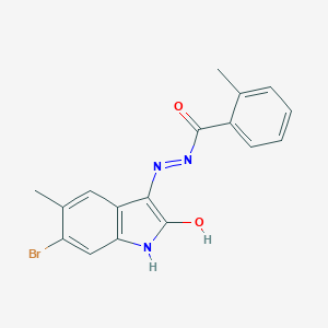 molecular formula C17H14BrN3O2 B400278 N'-(6-bromo-5-methyl-2-oxo-1,2-dihydro-3H-indol-3-ylidene)-2-methylbenzohydrazide 