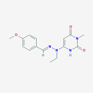 molecular formula C15H18N4O3 B400284 4-Methoxybenzaldehyde ethyl(1-methyl-2,6-dioxo-1,2,3,6-tetrahydropyrimidin-4-yl)hydrazone CAS No. 144294-62-2