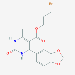 molecular formula C16H17BrN2O5 B400288 3-Bromopropyl 4-(1,3-benzodioxol-5-yl)-6-methyl-2-oxo-1,2,3,4-tetrahydropyrimidine-5-carboxylate CAS No. 298706-79-3