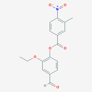 molecular formula C17H15NO6 B400291 2-Ethoxy-4-formylphenyl 3-methyl-4-nitrobenzoate 