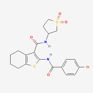 molecular formula C20H21BrN2O4S2 B4002955 2-{[(4-bromophenyl)carbonyl]amino}-N-(1,1-dioxidotetrahydrothiophen-3-yl)-4,5,6,7-tetrahydro-1-benzothiophene-3-carboxamide 