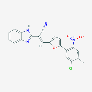 molecular formula C21H13ClN4O3 B400298 2-(1H-benzimidazol-2-yl)-3-(5-{5-chloro-2-nitro-4-methylphenyl}-2-furyl)acrylonitrile 