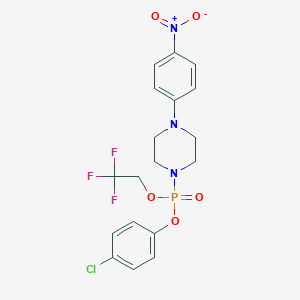 molecular formula C18H18ClF3N3O5P B400301 4-Chlorophenyl 2,2,2-trifluoroethyl 4-{4-nitrophenyl}-1-piperazinylphosphonate 