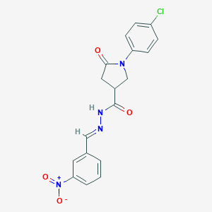 molecular formula C18H15ClN4O4 B400305 1-(4-chlorophenyl)-N'-{3-nitrobenzylidene}-5-oxo-3-pyrrolidinecarbohydrazide 