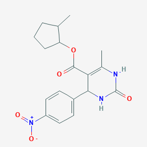 molecular formula C18H21N3O5 B400309 2-Methylcyclopentyl 4-{4-nitrophenyl}-6-methyl-2-oxo-1,2,3,4-tetrahydro-5-pyrimidinecarboxylate 