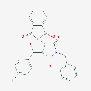 molecular formula C27H18INO5 B400316 5-benzyl-1-(4-iodophenyl)-3a,6a-dihydrospiro[1H-furo[3,4-c]pyrrole-3,2'-(1'H)-indene]-1',3',4,6(2'H,3H,5H)-tetrone 