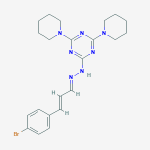 molecular formula C22H28BrN7 B400322 3-(4-Bromophenyl)acrylaldehyde [4,6-di(1-piperidinyl)-1,3,5-triazin-2-yl]hydrazone 