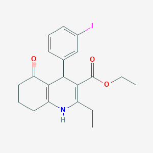 molecular formula C20H22INO3 B400338 Ethyl 2-ethyl-4-(3-iodophenyl)-5-oxo-1,4,5,6,7,8-hexahydroquinoline-3-carboxylate 