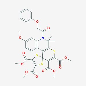 Tetramethyl 8'-methoxy-5',5'-dimethyl-6'-(phenoxyacetyl)-5',6'-dihydrospiro[1,3-dithiole-2,1'-thiopyrano[2,3-c]quinoline]-2',3',4,5-tetracarboxylate