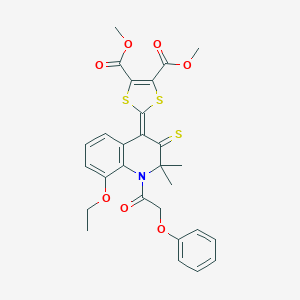 molecular formula C28H27NO7S3 B400346 dimethyl 2-(8-(ethyloxy)-2,2-dimethyl-1-[(phenyloxy)acetyl]-3-thioxo-2,3-dihydroquinolin-4(1H)-ylidene)-1,3-dithiole-4,5-dicarboxylate 