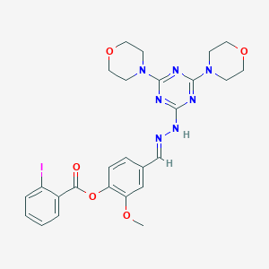 4-{2-[4,6-Di(4-morpholinyl)-1,3,5-triazin-2-yl]carbohydrazonoyl}-2-methoxyphenyl 2-iodobenzoate