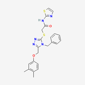 molecular formula C23H23N5O2S2 B4003533 2-[[4-benzyl-5-[(3,4-dimethylphenoxy)methyl]-1,2,4-triazol-3-yl]sulfanyl]-N-(1,3-thiazol-2-yl)acetamide 