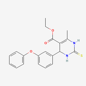 ETHYL 6-METHYL-4-(3-PHENOXYPHENYL)-2-SULFANYLIDENE-1,2,3,4-TETRAHYDROPYRIMIDINE-5-CARBOXYLATE