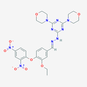 molecular formula C26H29N9O8 B400356 4-{2,4-Bisnitrophenoxy}-3-ethoxybenzaldehyde (4,6-dimorpholin-4-yl-1,3,5-triazin-2-yl)hydrazone 