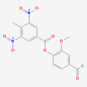 molecular formula C16H12N2O8 B400358 4-Formyl-2-methoxyphenyl 3,5-bisnitro-4-methylbenzoate 
