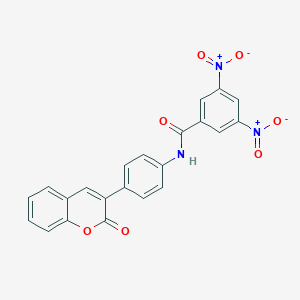 molecular formula C22H13N3O7 B400365 3,5-bisnitro-N-[4-(2-oxo-2H-chromen-3-yl)phenyl]benzamide 