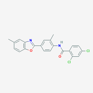 2,4-dichloro-N-[2-methyl-4-(5-methyl-1,3-benzoxazol-2-yl)phenyl]benzamide